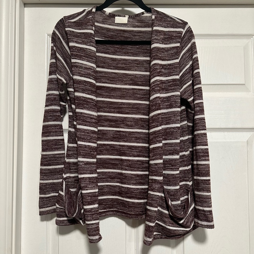 Vila Striped Long Sleeve Open Front Cardigan Sweater Women's Size M